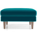 Amber Mid Century Modern Square Upholstered Ottoman Blue Velvet