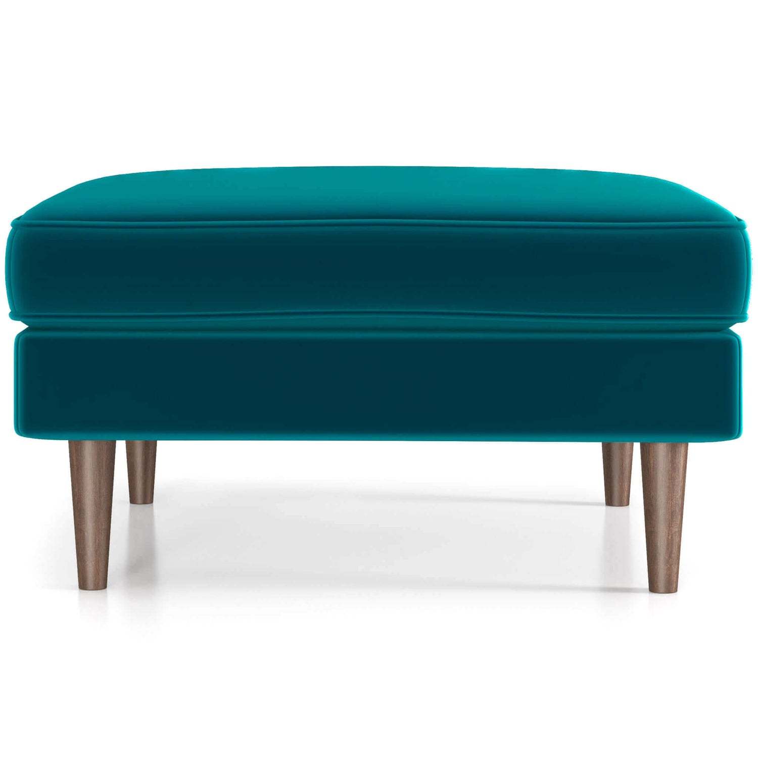 Amber Mid Century Modern Square Upholstered Ottoman Blue Velvet