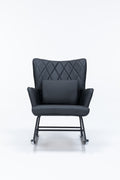 Rocking Chair, Glider Chair,Rocking Accent Chair With Lumbar Pillow And Ottoman For Nursery Living Room Bedroom Black Pu