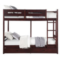 Espresso Twin Twin Bunk Bed With Ladder Espresso Bedroom Contemporary Wood