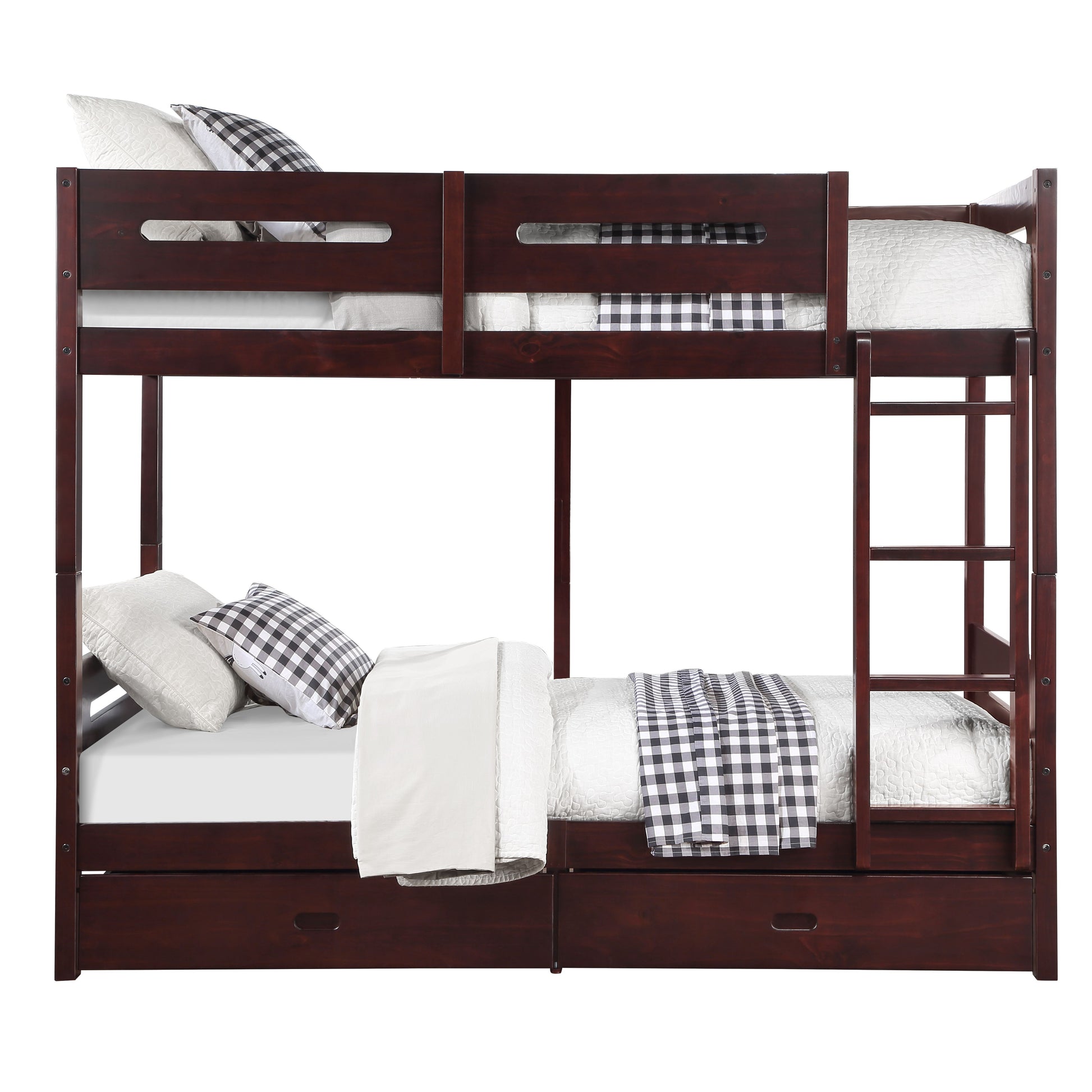 Espresso Twin Twin Bunk Bed With Ladder Espresso Bedroom Contemporary Wood