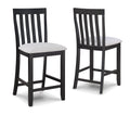 2Pc Black Light Gray Counter Height Chair Slat Back Wooden Dining Room Furniture Gray Dining Room Contemporary,Modern Bar Stools Slat Back Set Of 2 Wood