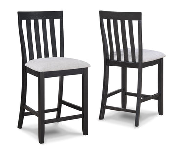2Pc Black Light Gray Counter Height Chair Slat Back Wooden Dining Room Furniture Gray Dining Room Contemporary,Modern Bar Stools Slat Back Set Of 2 Wood