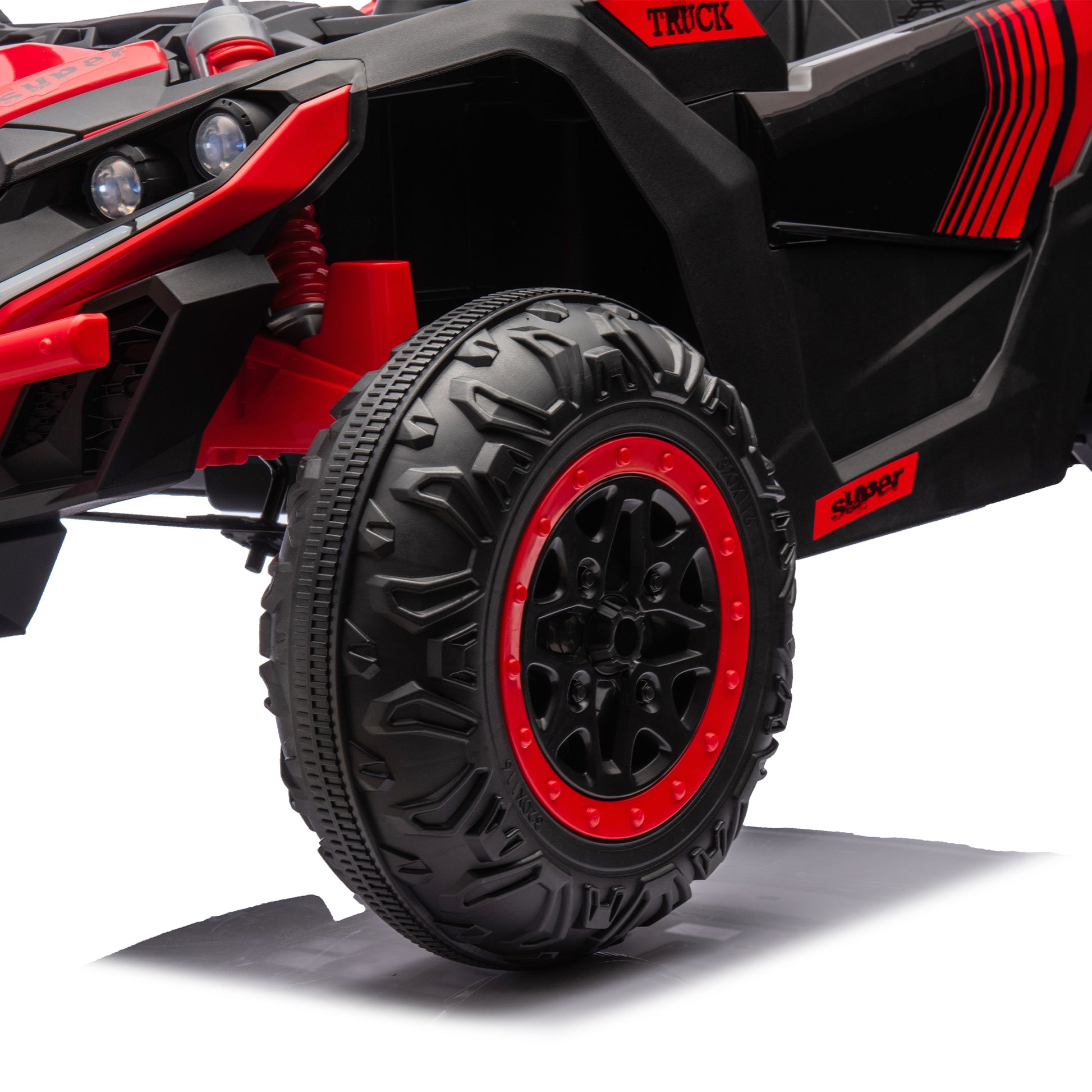 24V Two Seater Kids Ride On Utv W Parents Remote Control,Four Wheel Suspension,Slow Start,Large Wheel Design,Anti Collision Bar,Storage Space,Music,Usb,Bluetooth,Volume Control,Led Lights For Kids 3 . Red 100 149 Lbs Polypropylene