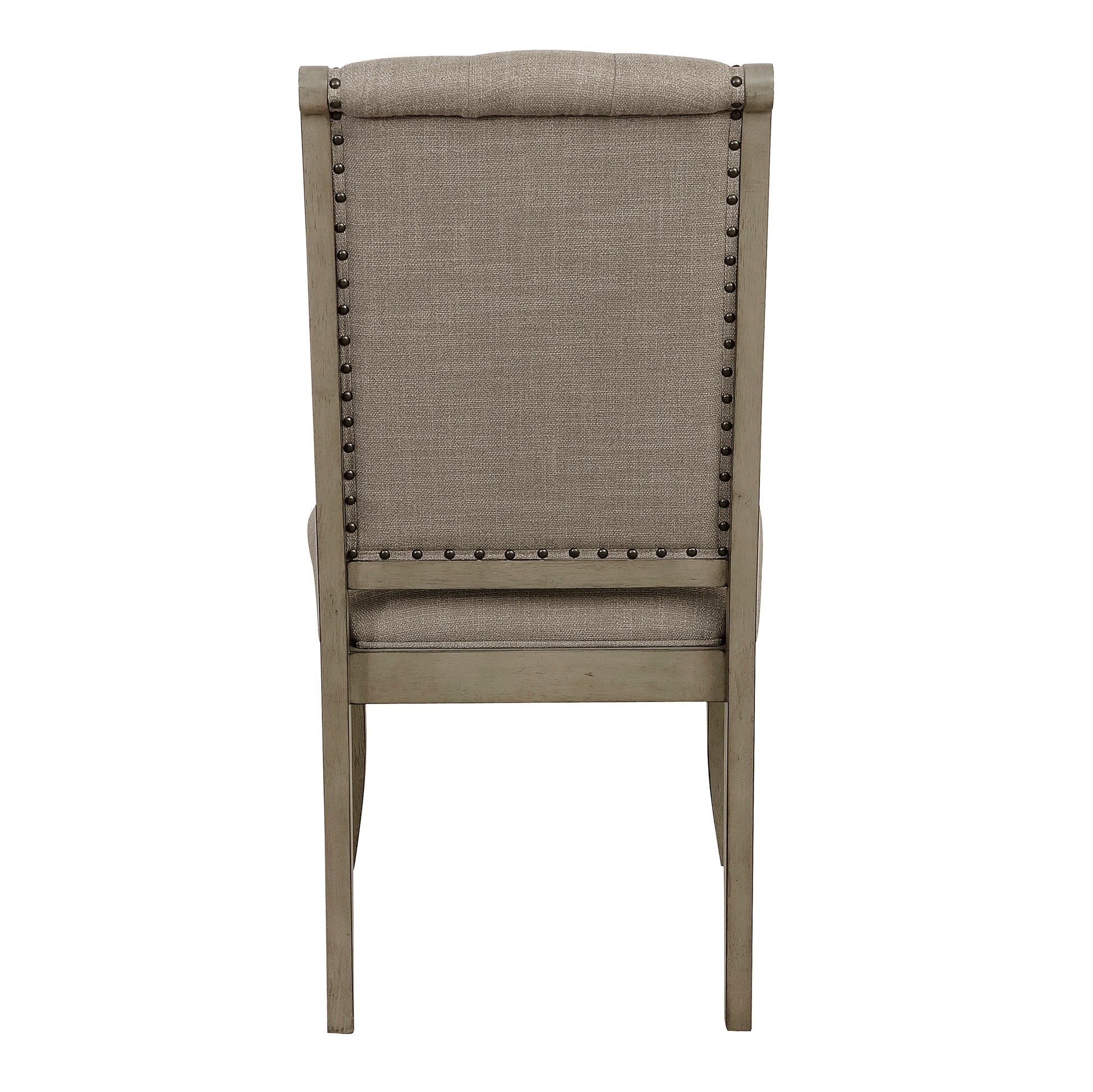 Traditional Classic Style Side Chairs Set Of 2 Fabric Upholstery Button Tufted Trim Gray Cashmere Finish Dining Furniture Gray Cream Dining Room Side Chair Wood