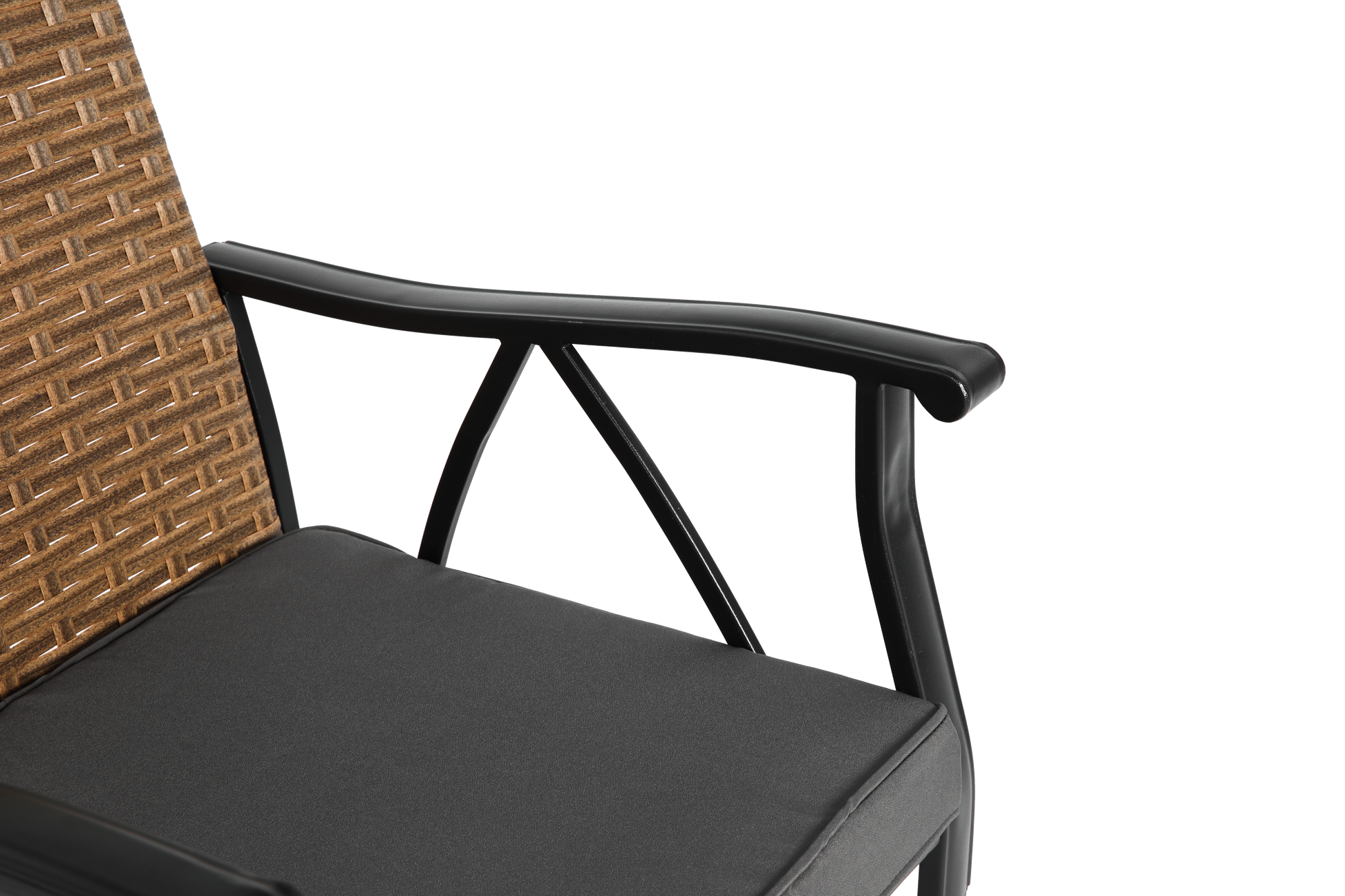 5 Piece Wicker Outdoor Table And Chairs, Patio Dining Set W Square Steel Tabletop And Umbrella Hole, Patio Table And Chairs Set For Backyard Deck Balcony Front Porch Brown Gray Cotton Steel