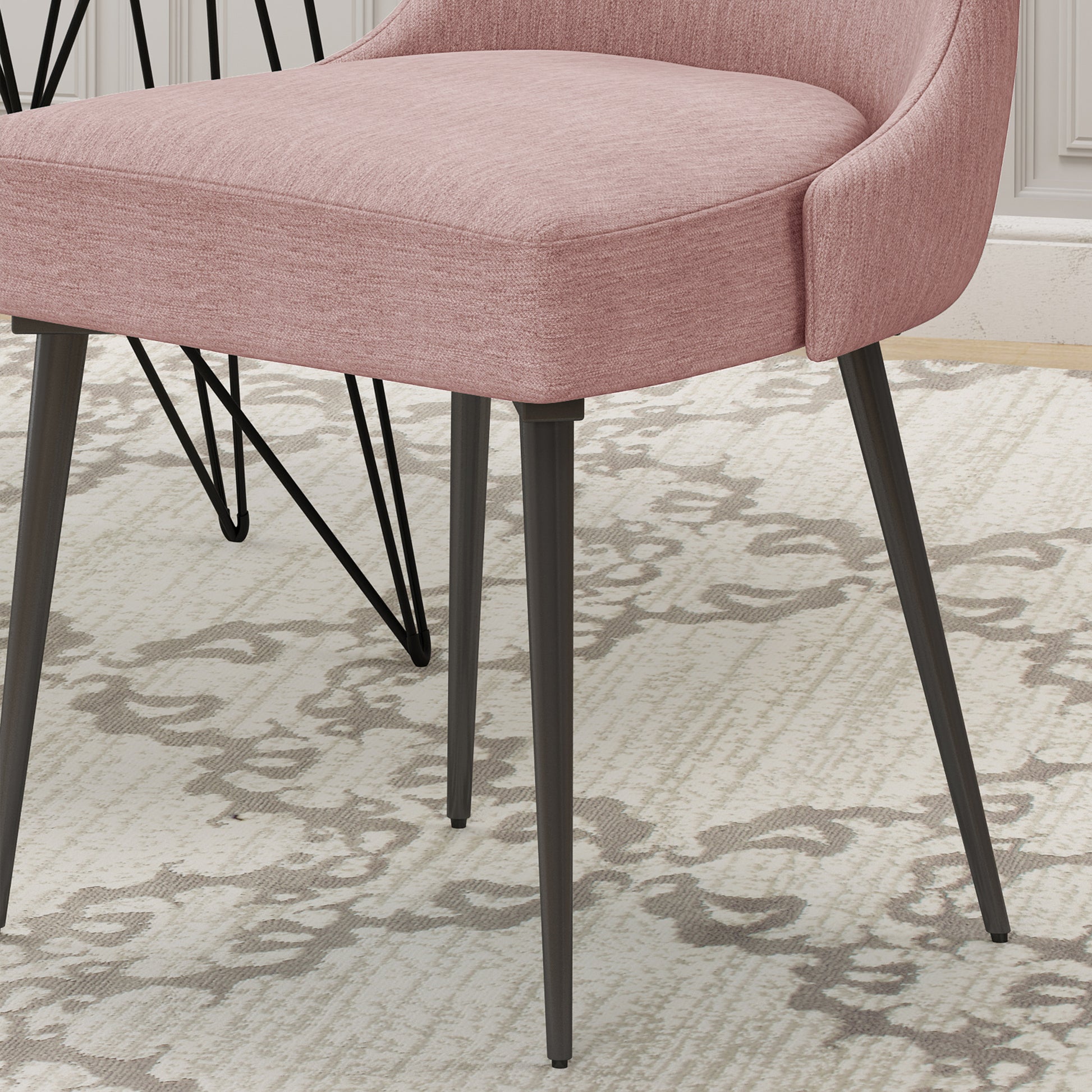 Dining Chair Set Of 2 Blush Fabric