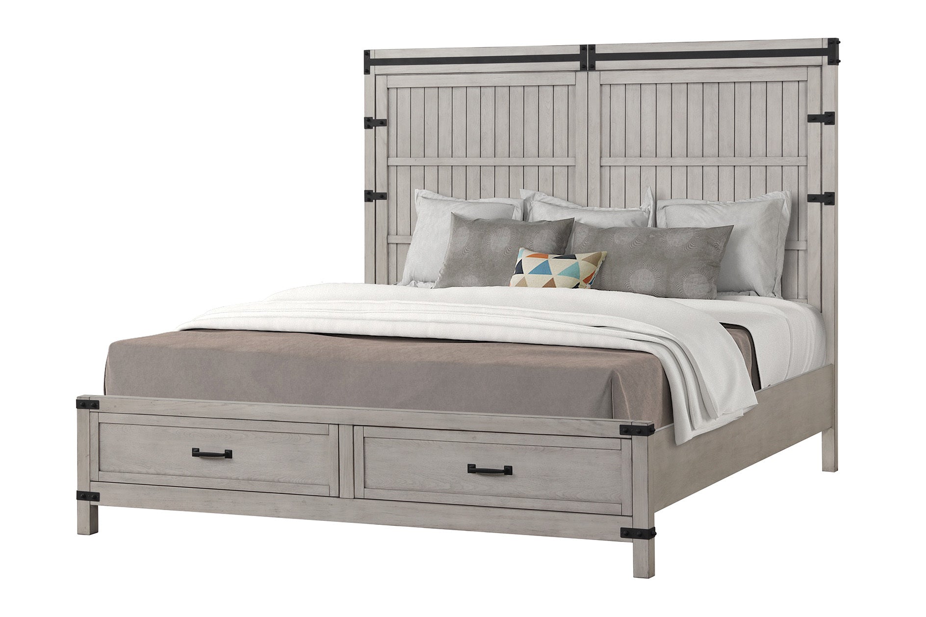 Alexandria Queen Storage Bed, Mountain Mist Finish Queen Beige Wood Wood