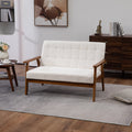 Coolmore Mid Century Modern Solid Loveseat Sofa Upholstered Linen Loveseat, 2 Seat Upholstered Loveseat Sofa Modern Couch Beige Linen 2 Seat