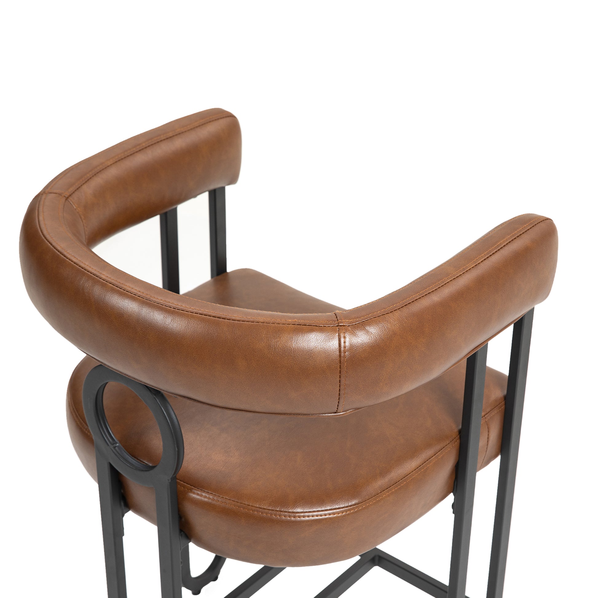 Coolmore Bar Stools Set Of 2, Modern Bar Stool With Back, Black Metal Frames, Upholstered Bar Stools For Kitchen Island, Pub, Club Light Brown Pu Light Brown Foam Pu Leather