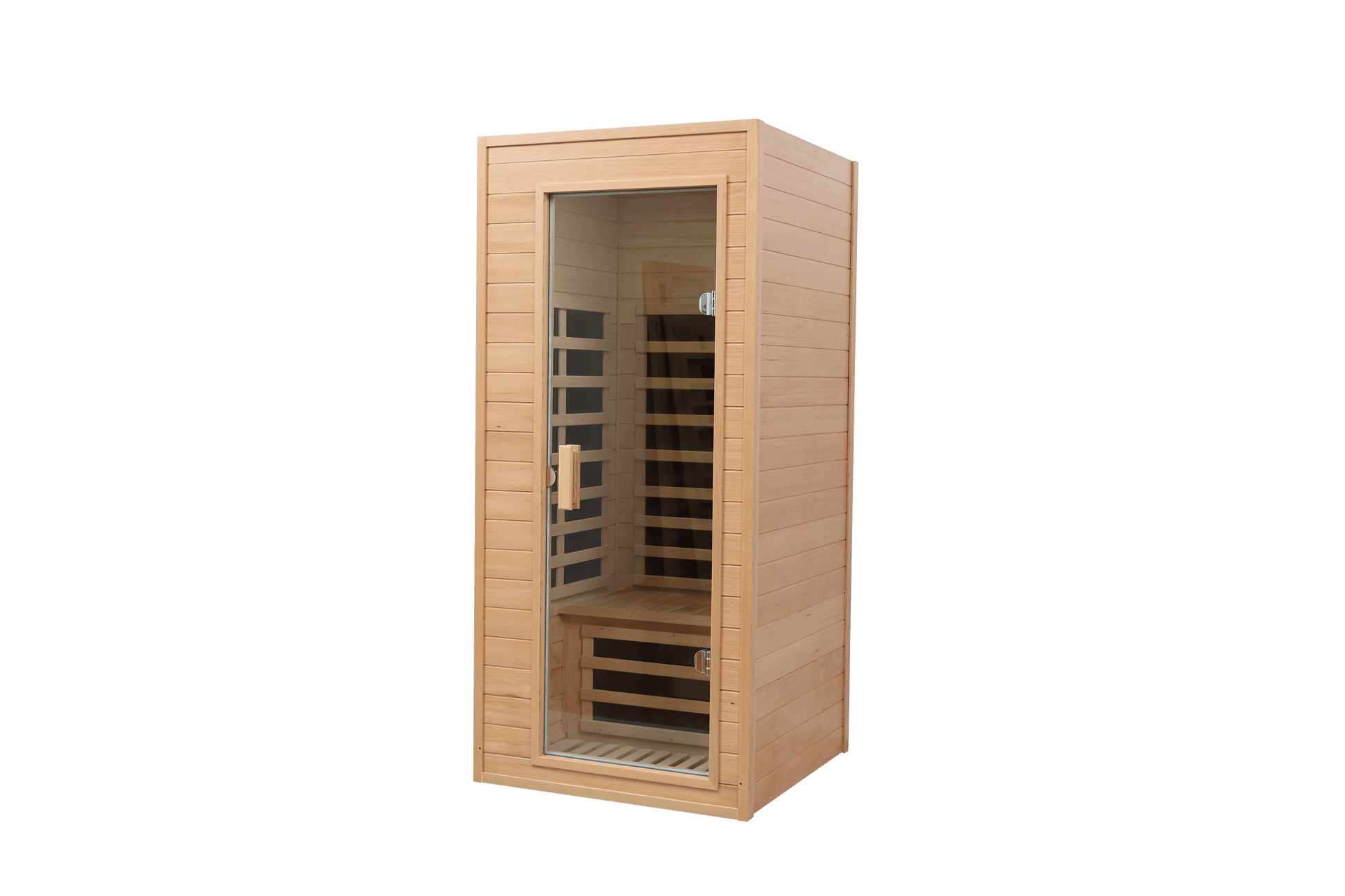 Hemlock One Person Far Infrared Roof Embedded Indoor Sauna Room Natural Metal & Wood