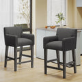 Set Of 2 Upholstered 26 Inch Counter Stool Charcoal Gray Charcoal Set Of 2 Fabric