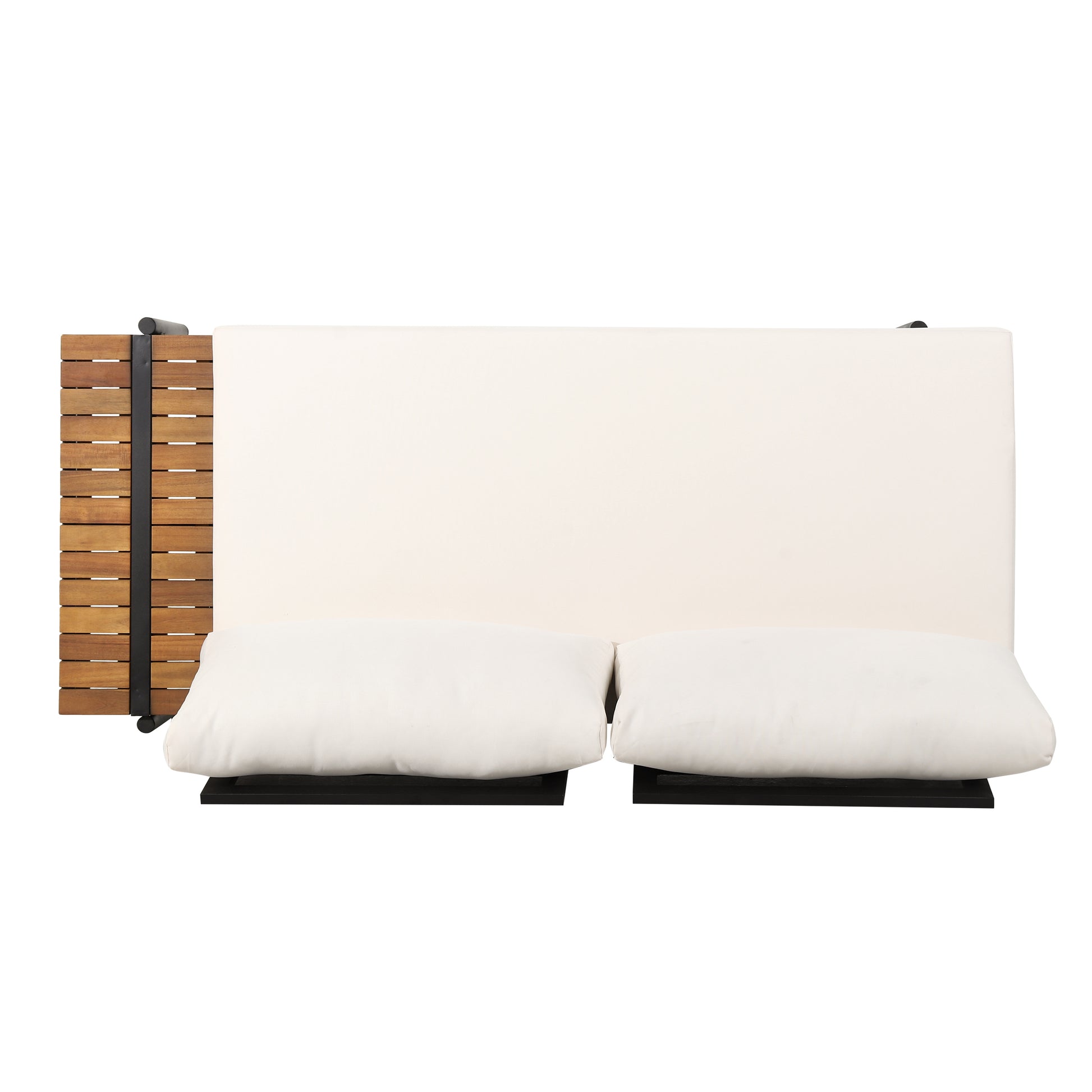 Theo 5 Seater Sectional Sofa Set With Cushions Cream Acacia Wood