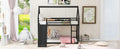 Twin Over Twin House Bunk Bed With Ladder And Slide,Black Twin Black Metal