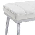 White And Chrome Bench With Padded Seat White Silver Faux Leather Bedroom White Modern Foam Faux Leather