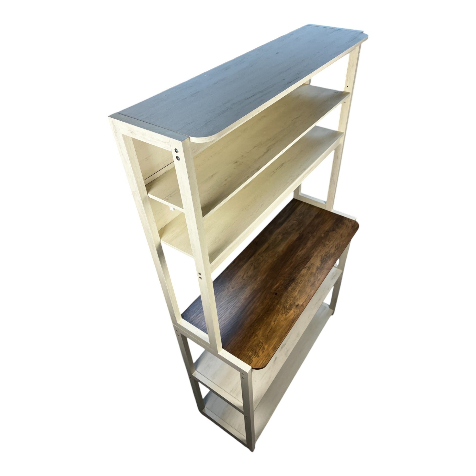 39.37" White And Rustic Brown Color 5 Tier Bakers Rack For Kitchen With Storage, Coffee Bar, Kitchen Shelves, Microwave Stand Brown White Particle Board