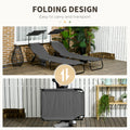 Outsunny Folding Chaise Lounge Pool Chairs, Outdoor Sun Tanning Chairs With Canopy Shade, Reclining Back, Steel Frame And Side Pocket For Beach, Yard, Patio, Dark Gray Dark Grey Steel