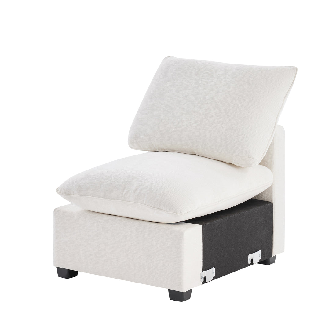 30*26" Single Seat Module For Modular Sectional Sofa,Deep Seat,Chenille,2 Colors White Chenille 1 Seat