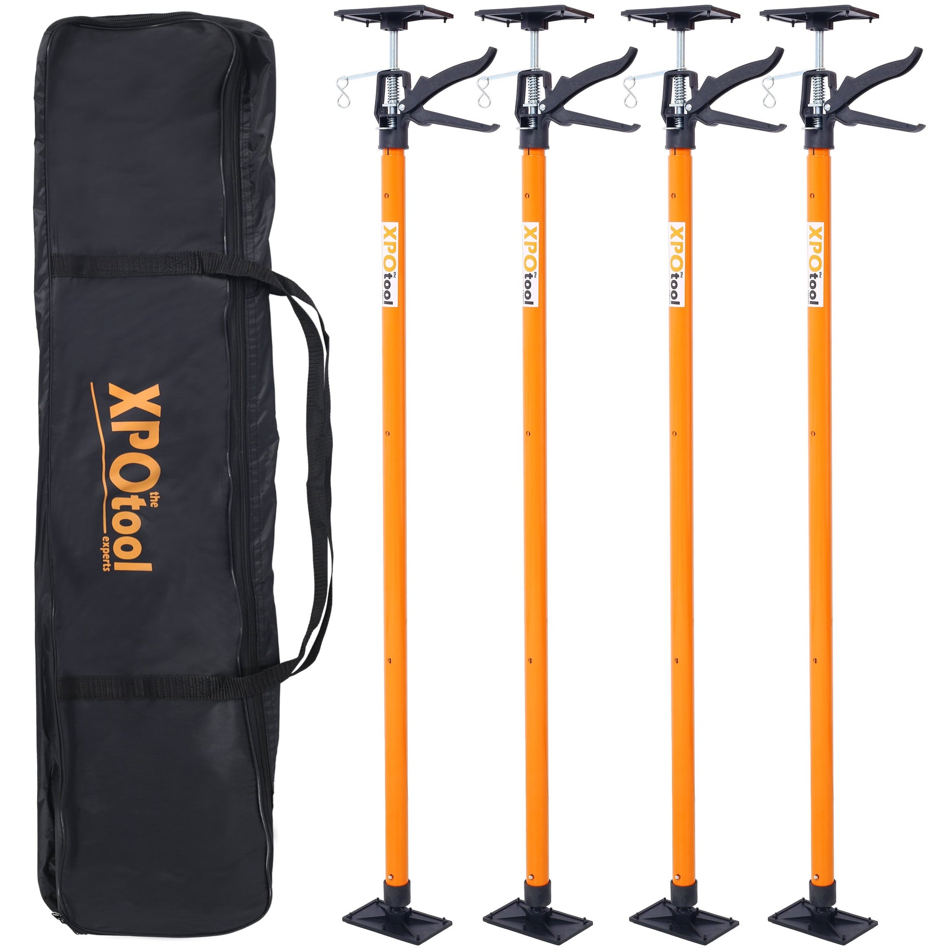 4 Pack Adjustable Support Pole,Steel 3Rd Hand Support System,Support Rod For Jacks Cargo Bars Drywalls,Cabinet Jacks For Installing Cabinets,Extends From 45 To 114 Inch ,With Carry Bag Orange Steel