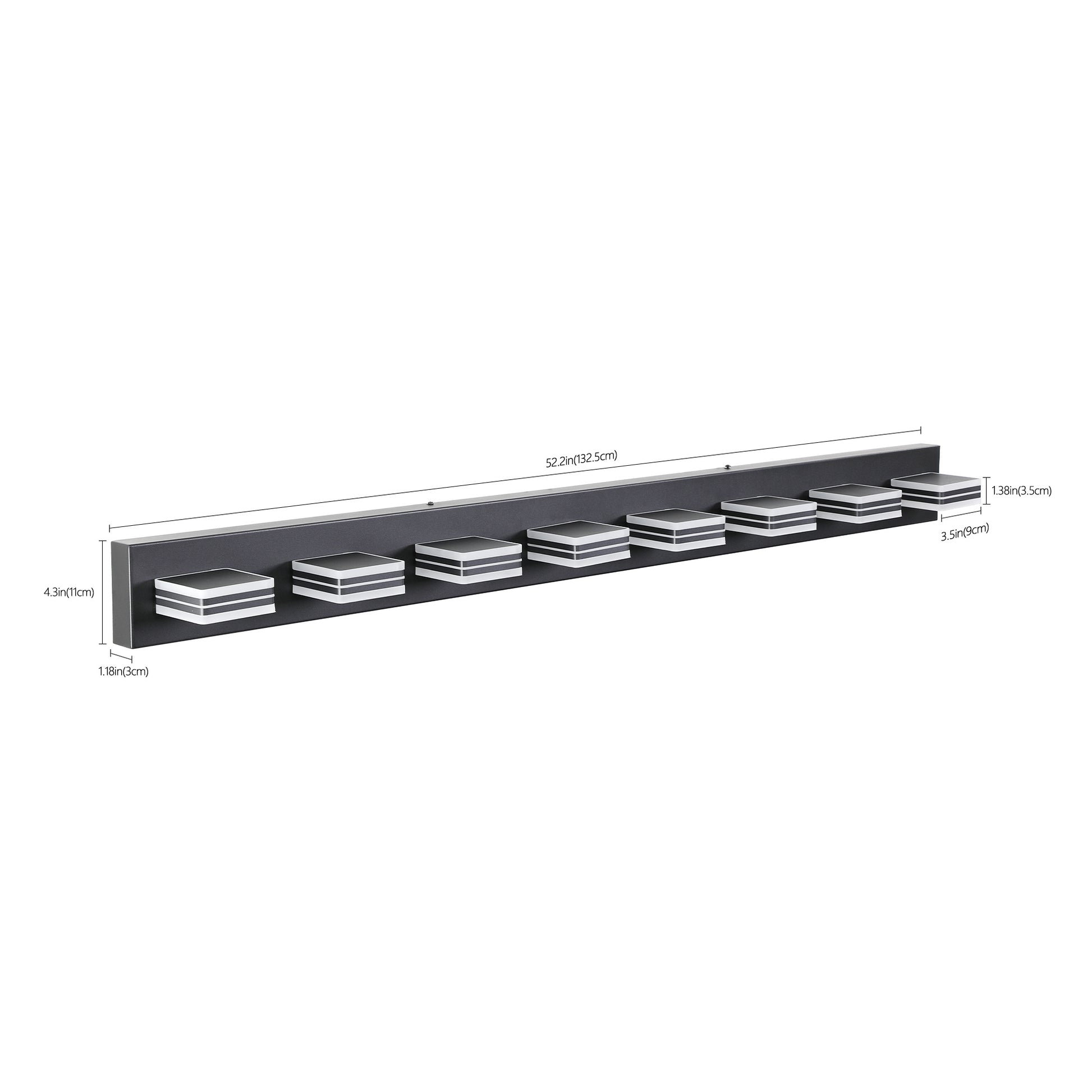 Modern 8 Light Led Vanity Light Sleek Bathroom Wall Fixture, Iron & Acrylic, Dimmable & Energy Efficient Black Acrylic,Iron