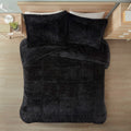 Shaggy Long Fur Comforter Mini Set Twin Black Polyester