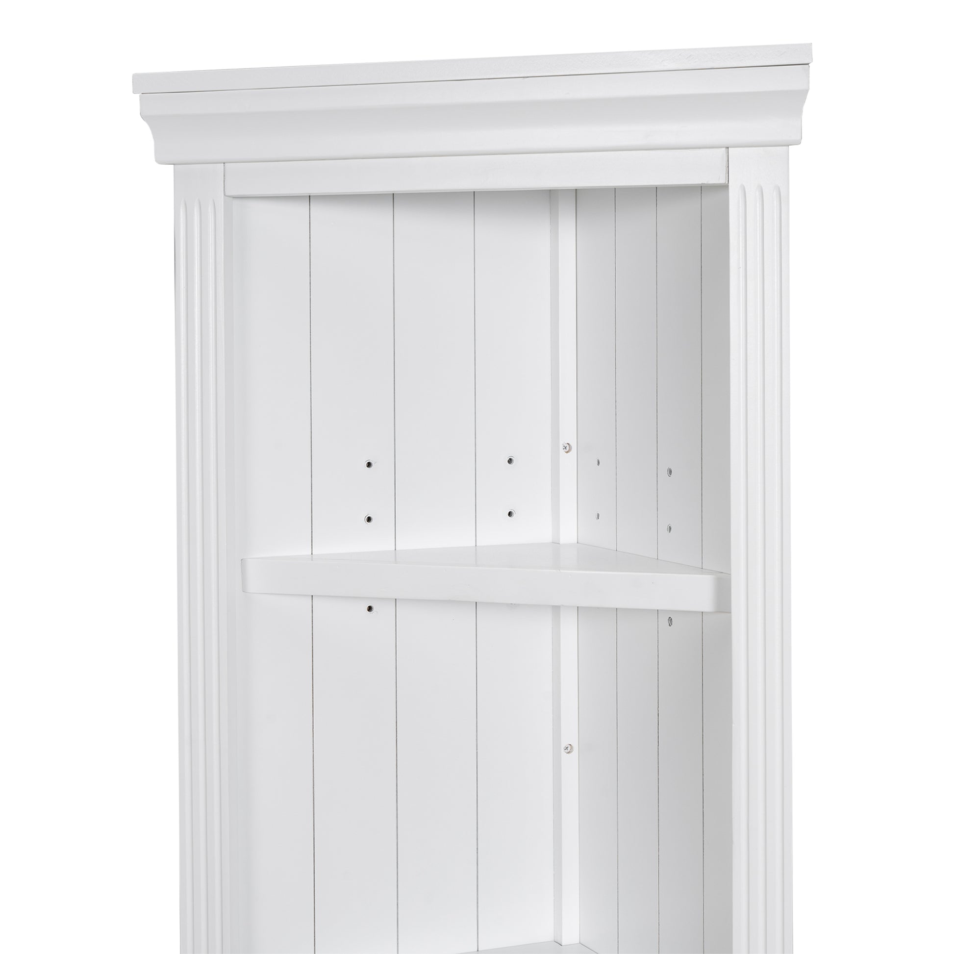 83.4"Tall Bookshelf With Two Corner Shelf Suite,Bookcase With 2 Doors And 1 Drawer,5 Tier Corner Shelf With Open Shelves,Free Standing Shelves Suite With Led Lighting For Living Room,Office,White