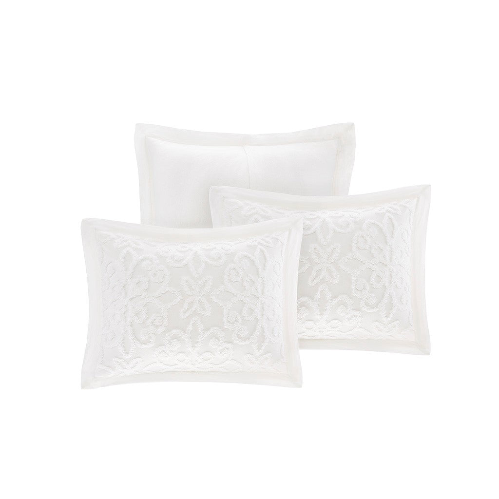 5 Piece Tufted Cotton Chenille Daybed Set Off White Daybed Off White Cotton