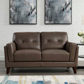 Huntington Leather Loveseat Dark Granite Memory Foam Genuine Leather