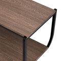 Rustic Industrial Design Demilune Shape Textured Metal Distressed Wood Console Table Dark Brown Dark Brown Mdf