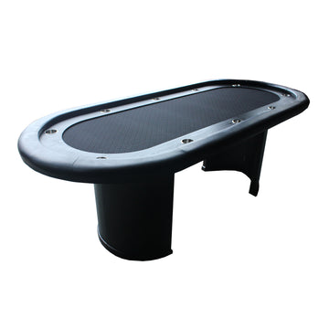 96" 10 Players Poker Table For Casino Game Texas Hold'Em Black Waterproof Surface Wooden Texture Racetrack Black Primary Living Space Modern Wood