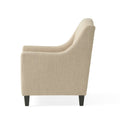 Upholstered Armchair With Ottoman Beige Fabric