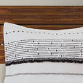 Cotton Printed Comforter Set With Trims Black White Full Queen Queen White Black Cotton