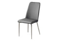 Dining Chair, Set Of 2, Side, Upholstered, Kitchen, Dining Room, Grey Leather Look, Chrome Metal, Contemporary, Modern Grey Foam Faux Leather