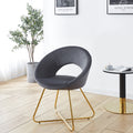 Modern Accent Velvet Chairs Set Of 2 Dining Chairs Single Sofa Comfy Upholstered Arm Chair Living Room Furniture Mid Century Leisure Lounge Chairs With Golden Metal Frame Legs Grey Velvet