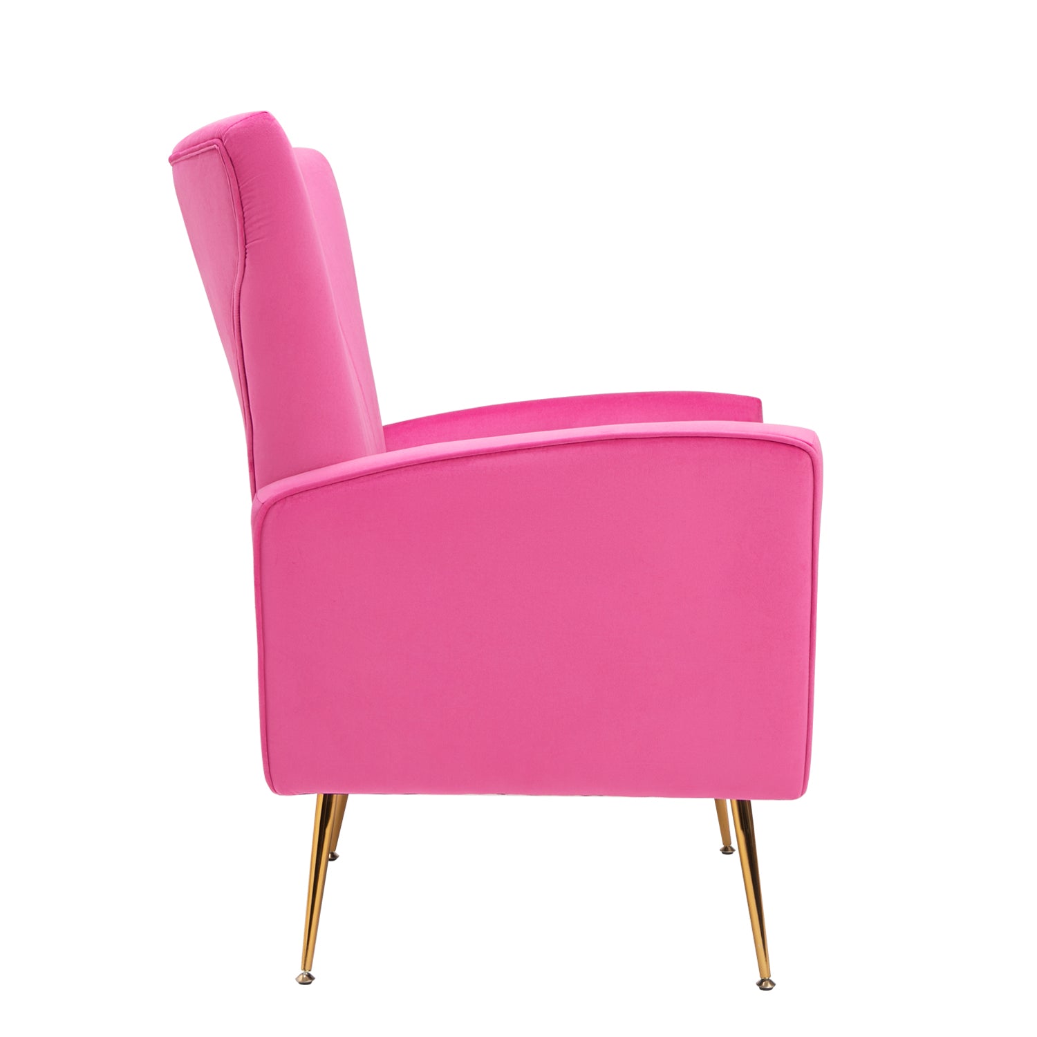 Velvet Accent Chair, Wingback Arm Chair With Gold Legs, Upholstered Single Sofa For Living Room Bedroom Rose Red Velvet 1 Seat
