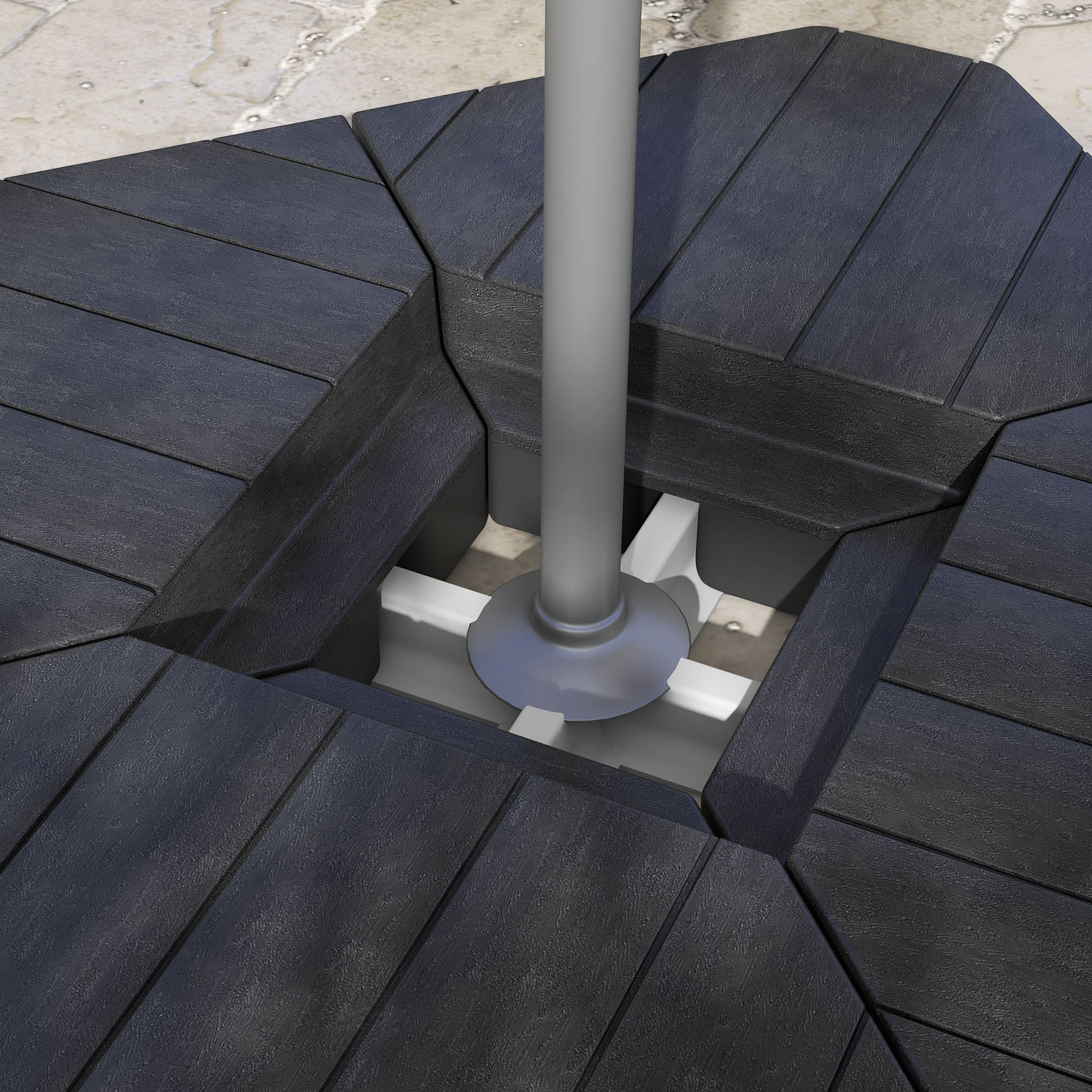 Outsunny 4 Piece Patio Cantilever Umbrella Base Weight Set, Outdoor Offset Umbrella Weights For Umbrella Stand, 132 Lb. Capacity Water Or 176 Lb. Capacity Sand, Black Black Hdpe