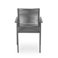 Outdoor Modern Aluminum Dining Chair With Rope Seat Set Of 2 , Gray And Dark Gray Dark Grey Aluminium