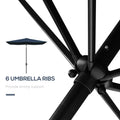 Outsunny 6.5' X 10' Rectangular Market Umbrella, Patio Outdoor Table Umbrella With Crank And Push Button Tilt, Blue Blue Steel