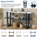 Retro Elegant Console Table With Marble Effect Top And Versatile Storage Solutions For Entryway And Living Room Navy Navy Solid Wood Mdf