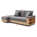 Convertible Sleeper Sofa Couch,Multifunctional Double Folding Sofa Bed,Storage Ottoman And Sofa Arm With Box And Drawer, Drop Down Table With 2Cup Holders For Living Room,Apartment,Office,Grey Grey Linen Wood Primary Living Space Modern Foam Cotton Linen