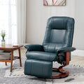 Homcom Faux Leather Manual Recliner With Swivel Wood Base, Blue Blue Pu Leather