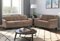 Stylish Flannel Living Room Three Piece Sofa Set, Brown Flannel Antique Brown Velvet Wood Primary Living Space Soft Cushion Back Extra Heavy Duty American Traditional Square Arms Down Filling Velvet 6 Seat