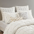 3 Piece Elastic Embroidered Cotton Duvet Cover Set Queen White Cotton