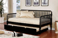 Black Wooden Twin Day Bed Unique Design Railing Headboard Platform Bed 1Pc Day Bed W Trundle Twin Black Wood Bedroom Antique,Classic,Traditional Solid Wood