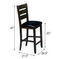 Black And Espresso Counter Height Chairs Set Of 2 Solid Black Brown Primary Living Space Foam Farmhouse Rubberwood Ladder Back Set Of 2 Foam Wood Fabric