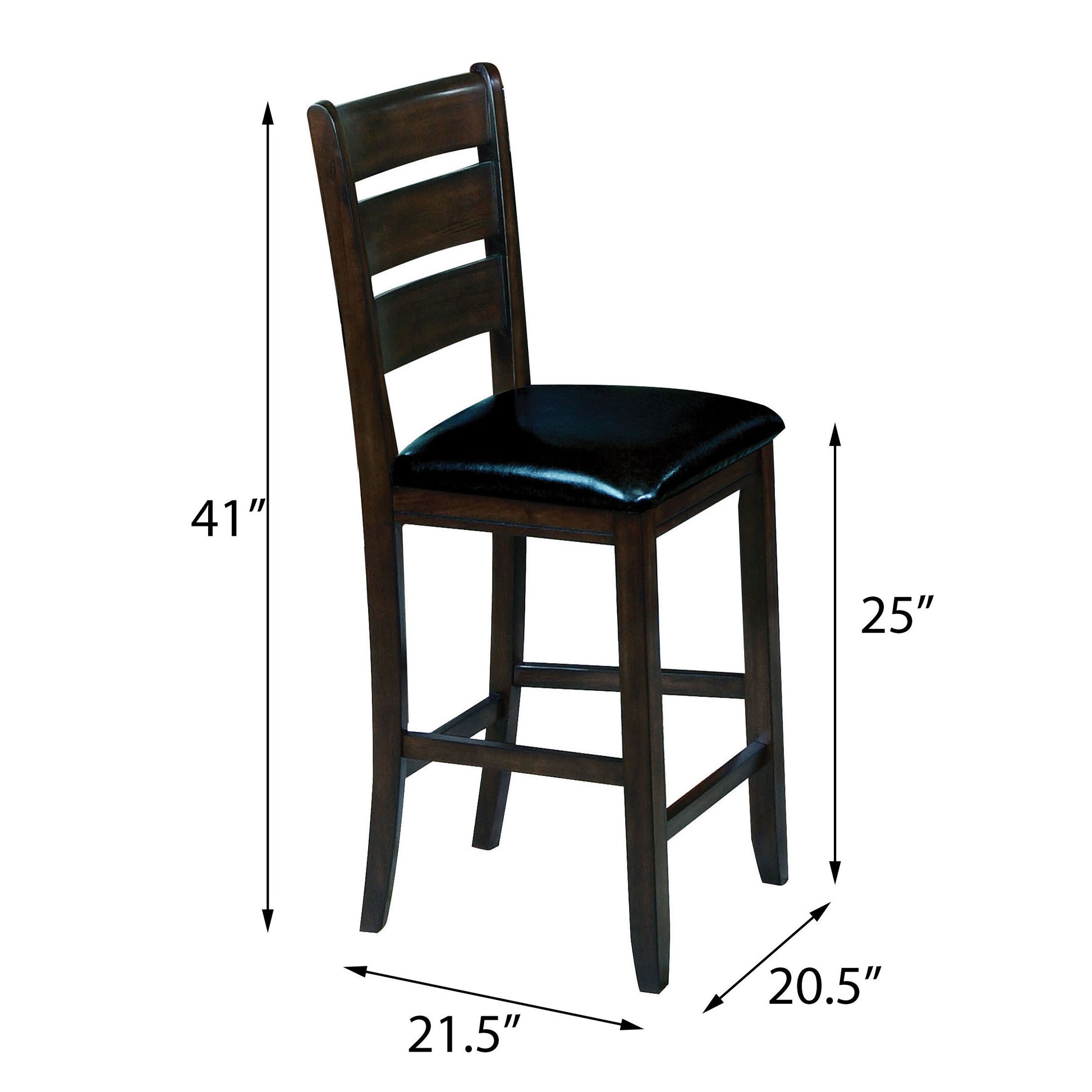 Black And Espresso Counter Height Chairs Set Of 2 Solid Black Brown Primary Living Space Foam Farmhouse Rubberwood Ladder Back Set Of 2 Foam Wood Fabric