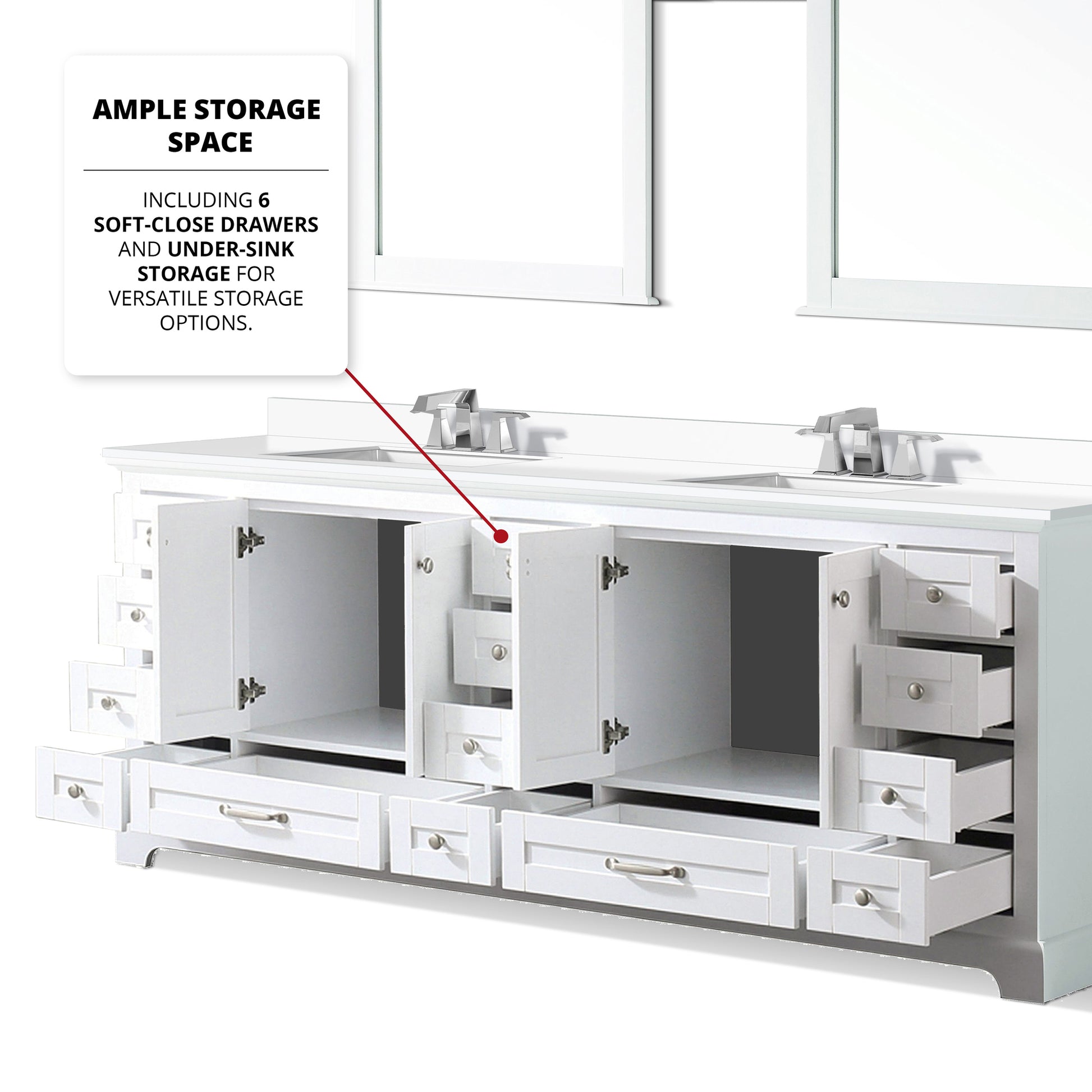 White Double Bath Vanity 84 In. W X 22 In. D, White Quartz Top, And Faucet Set White Plywood Wood