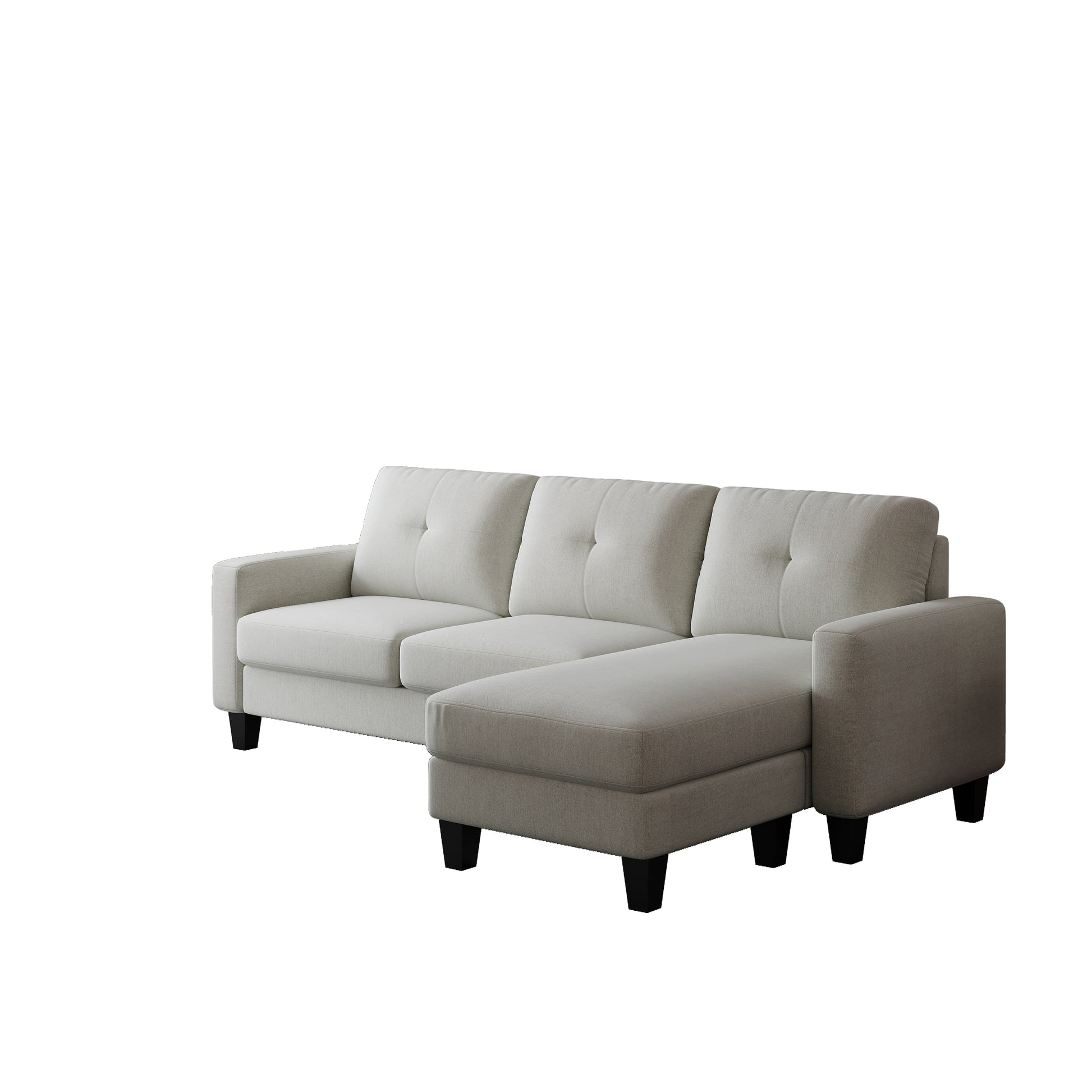 Living Room Furniture With Polyester Fabric L Shape Couch Corner Sofa For Small Space Beige Beige Foam Polyester 3 Seat