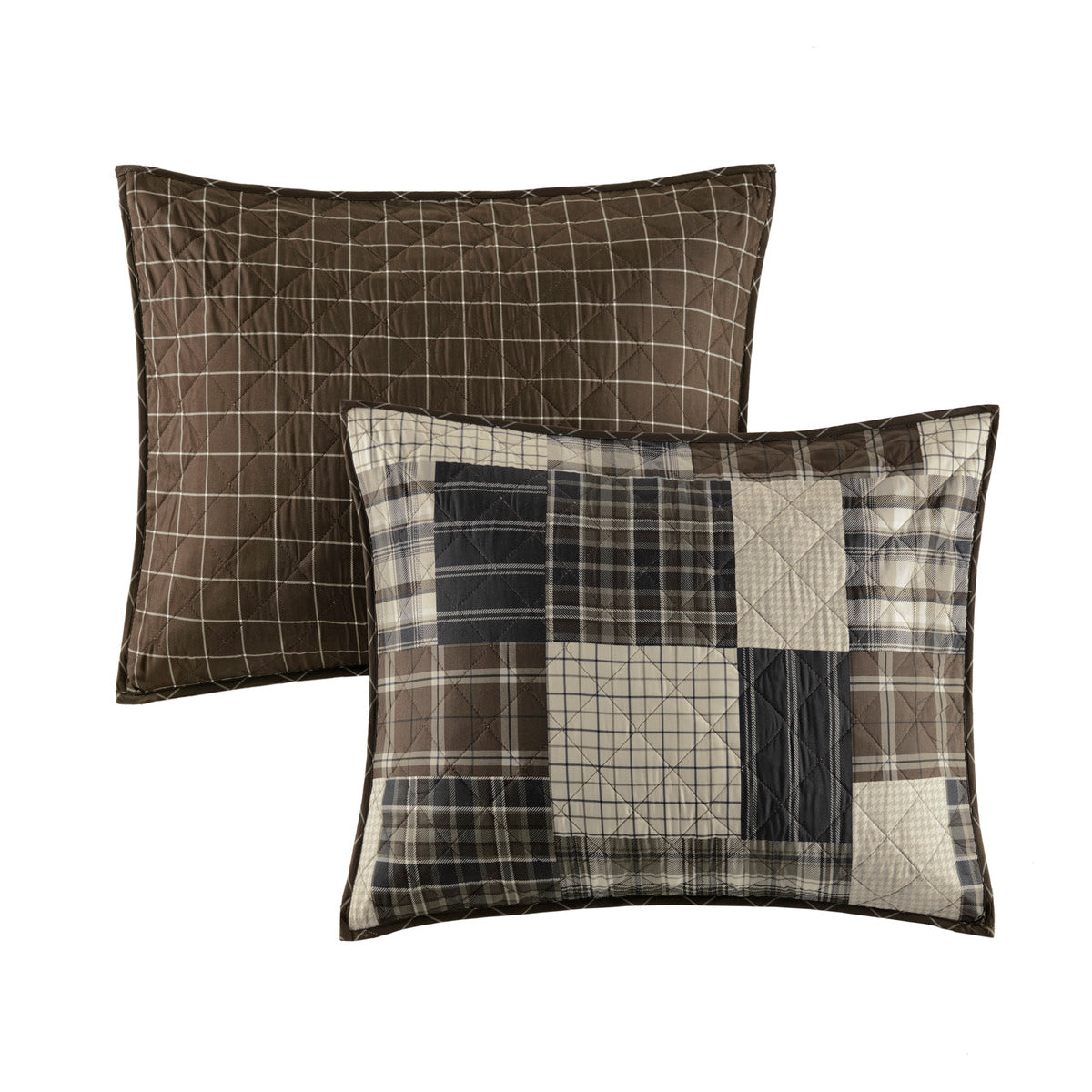 3 Piece Reversible Printed Quilt Set Black Brown King Cal King Black Brown Microfiber