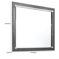 Contemporary Square Shape Bedroom Mirror With Wood Grain Texture, Gray Gray Mdf Glass